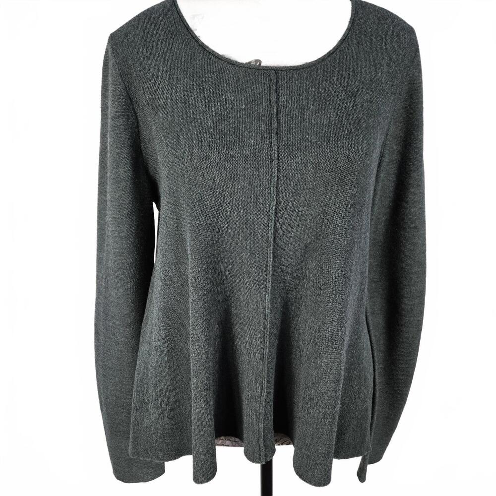 Eileen Fisher Roll Crew Neck Italian Yarn Women's Sweater Visible Seams Size S